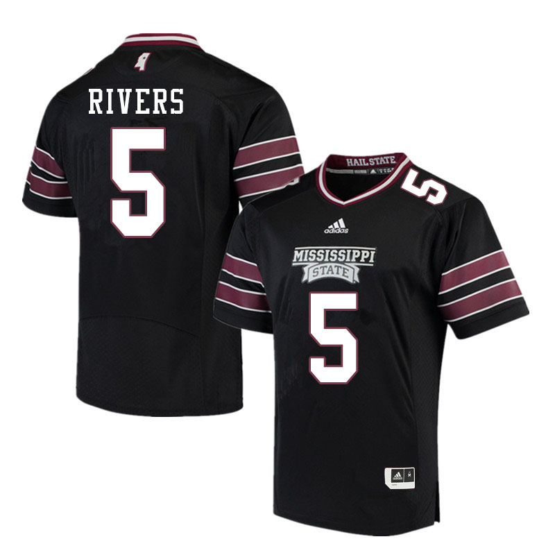 Men #5 Chauncey Rivers Mississippi State Bulldogs College Football Jerseys Sale-Black - Click Image to Close